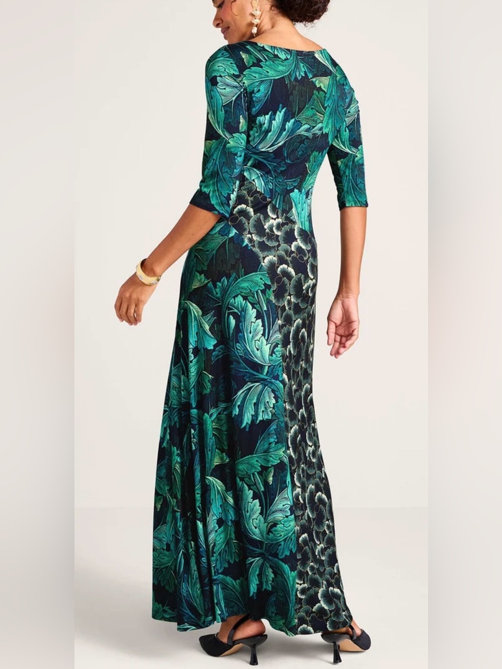 Soft Surroundings Nanette Dress in Gecko Leaf Tropical Green, small - Picture 3 of 15